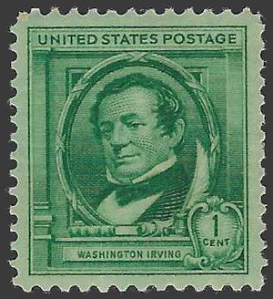 # 859 1c Famous American Authors Washington Irving 1940 Mint NH