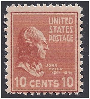 # 815 10c Presidential Issue John Tyler 1938 Mint NH