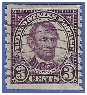 # 600 3c Abraham Lincoln Coil Single 1924 Used