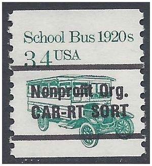 #2123a 3.4c School Bus 1920s Coil Single Bureau Precancel 1985 Mint NH