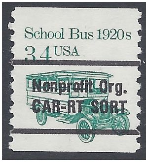 #2123a 3.4c School Bus 1920s Coil Single Bureau Precancel 1985 Mint NH