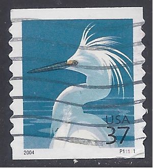 #3829a 37c Snowy Egret PNC Single Plate #P11111 2004 Used