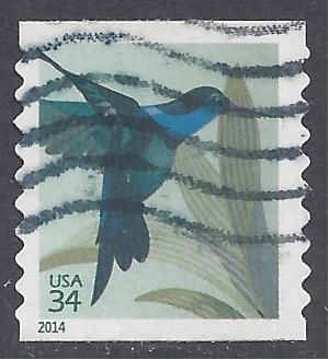 #4858 34c Hummingbird Postcard Rate Coil Single 2014 Used