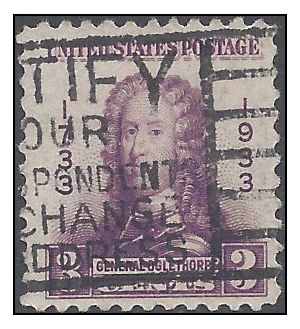 # 726 3c Gen. James Edward Oglethorpe 1933 Used