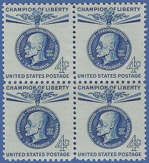 #1147 4c Champion of Liberty Thomas G. Masaryk Block/4 1960 Mint NH