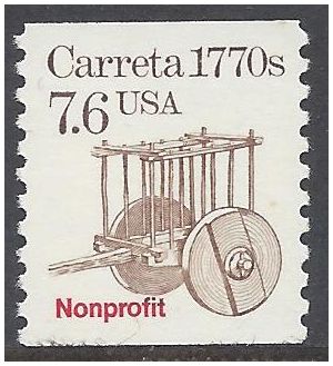 #2255 7.6c Carreta 1770s Nonprofit Coil Single 1988 Mint NH