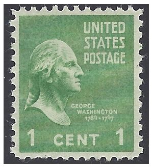 # 804 1c Presidential Issue George Washington 1938 Mint NH