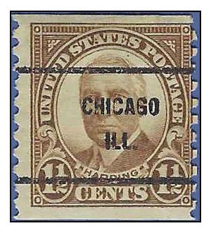 # 686 1.5c Warren Harding Coil Single 1930 Used Precancel CHICAGO ILL.