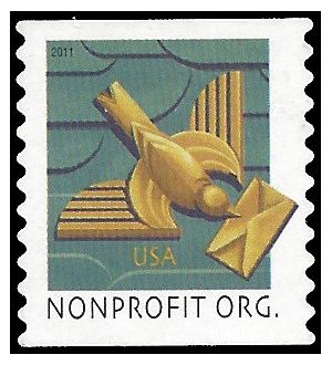 #4495 5c Nonprofit org. Art Deco Bird Coil Single 2011 Used
