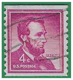 #1058 4c Liberty Issue Abraham Lincoln Coil Single 1958 Used