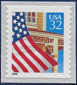 #2915b 32c Flag over Porch Coil Single 1996 Mint NH