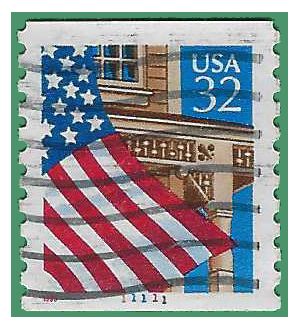 #2913 32c Flag over Porch PNC Single #11111 1995 Used