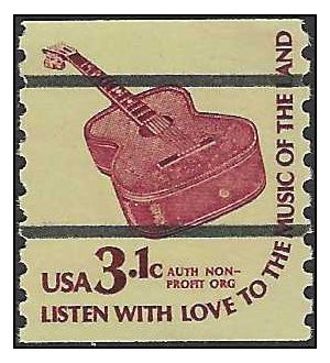 #1613a 3.1c Americana Issue  Six String Guitar Coil Single Precancel 1979 Mint NH