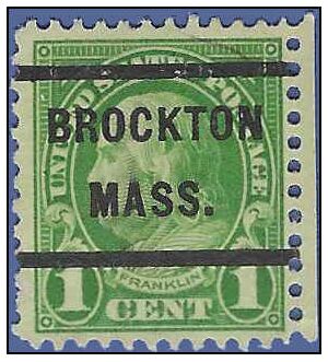 # 632 1c Benjamin Franklin 1927 Used Precancel BROCKTON MASS.