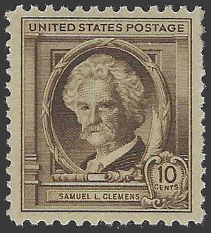 # 863 10c Famous American Authors Samuel L. Clemens 1940 Mint NH
