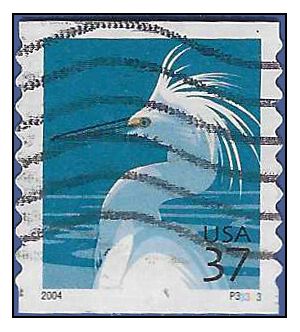 #3829a 37c Snowy Egret PNC Single Plate #P33333 2004 Used