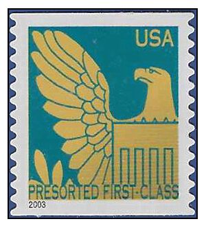 #3798 25c Eagle Presort Coil Single 2003 Used