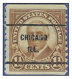 # 686 1.5c Warren Harding Coil Single 1930 Used Precancel CHICAGO ILL.