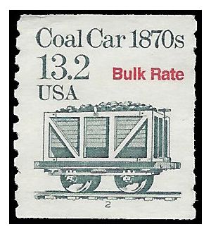 #2259 13.2c Coal Car 1870s Bulk Rate PNC Coil Single #2 1988 Used