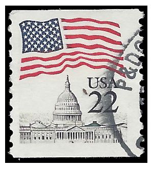 #2115a 22c Flag over Capitol Coil Single 1985 Used