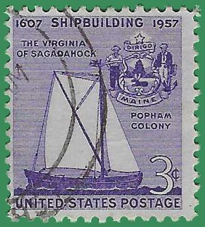 #1095 3c Shipbuilding in America 1957 Used
