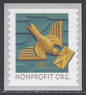 #4495 5c Nonprofit org. Art Deco Bird Coil Single 2011 Mint NH