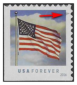 #5054b (49c Forever) U.S. Flag Booklet Single (SSP) 2016 Mint NH Ink Error