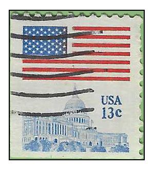 #1623 13c Flag Over Capital Booklet Single  1977 Used