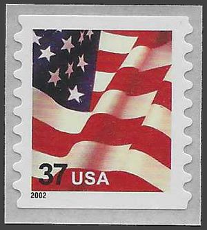 #3633 37c US Flag Coil Single 2002 Mint NH