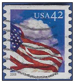#4243 42c American Flags Flag at Midday Coil Single 2008 Used