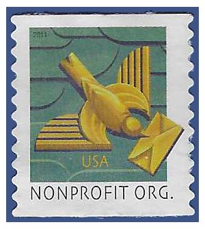 #4495 5c Nonprofit org. Art Deco Bird Coil Single 2011 Used