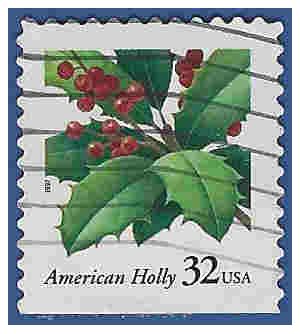 #3177 32c Christmas American Holly Booklet Single 1997 Used
