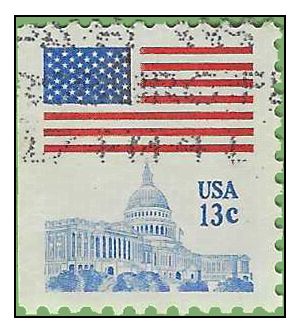 #1623 13c Flag Over Capital Booklet Single  1977 Used