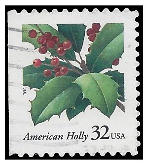#3177 32c Christmas American Holly Booklet Single 1997 Used