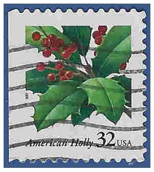 #3177 32c Christmas American Holly Booklet Single 1997 Used