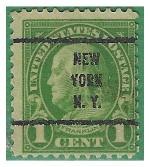 # 632 1c Benjamin Franklin 1927 Used Precancel New York N.Y.