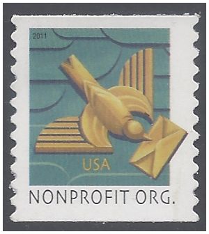 #4495 5c Nonprofit org. Art Deco Bird Coil Single 2011 Used
