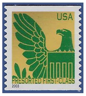 #3801 25c Eagle Presort Coil Single 2003 Used