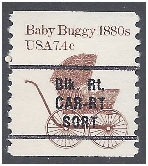 #1902a 7.4c Baby Buggy 1880s Bureau Precancel Coil Single 1984 Mint NH