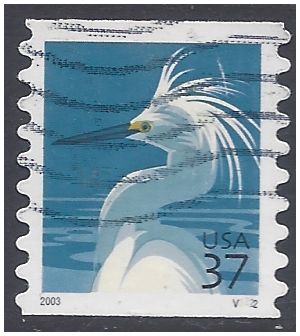 #3829 37c Snowy Egret PNC Single Plate #V3222 2003 Used