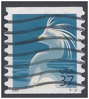 #3829 37c Snowy Egret PNC Single Plate #V3222 2003 Used