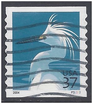 #3829a 37c Snowy Egret PNC Single Plate #P33333 2004 Used