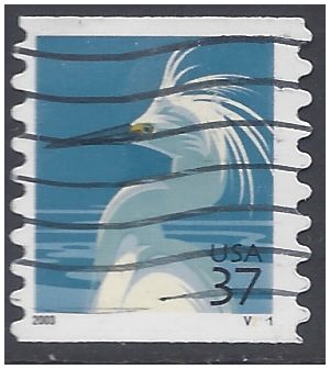 #3829 37c Snowy Egret PNC Single Plate #V2111 2003 Used