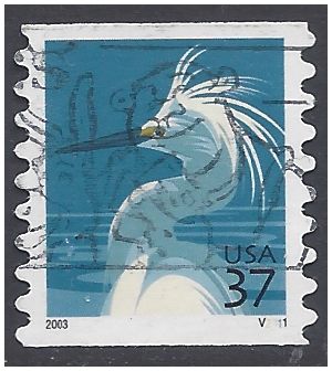 #3829 37c Snowy Egret PNC Single Plate #V2111 2003 Used