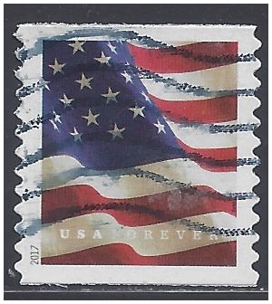 #5158 (49c Forever) US Flag Coil Single (BCA) 2017 Used