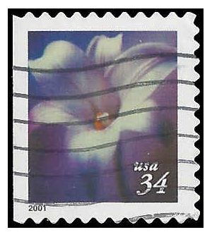 #3487 34c 4 Flowers Booklet Single 2001 Used