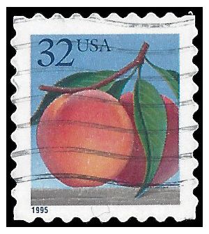 #2493 32c Peach Booklet Single 1995 Used