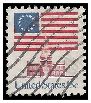 #1622 13c Flag Over Independence Hall 1975 Used
