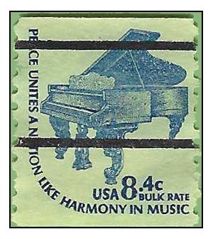 #1615cd 8.4c Steinway Grand Piano Bureau Precancel 1978 Used