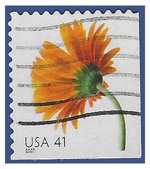 #4177 41c Flowers Orange Gerbera Daisy Booklet Single 2007 Used